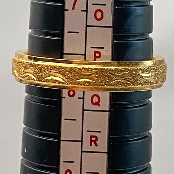 Textured Gold Tone Band Ring MS Stainless Steel - Picture 5 of 5